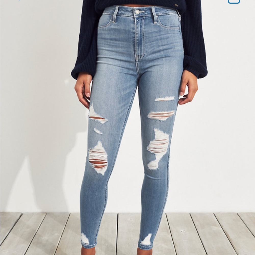 ultra high waisted distressed hollister jeggings